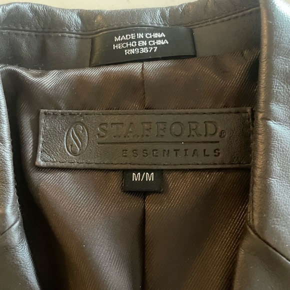 Men's medium brown leather blazer - Picture 2 of 4